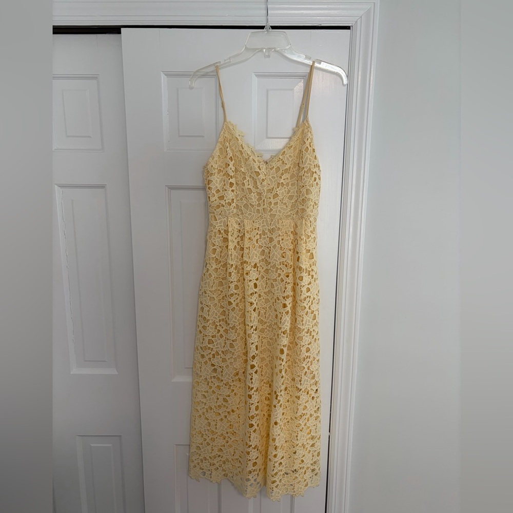 Astr Yellow Lace Midi Dress